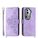 Custodia per telefono in pelle con portafoglio in rilievo con fiori al tatto, For OPPO Reno11 Pro, For OPPO Reno11, For OPPO A2, For OPPO A38 4G