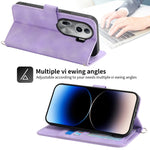 Custodia per telefono in pelle con portafoglio in rilievo con fiori al tatto, For OPPO Reno11 Pro, For OPPO Reno11, For OPPO A2, For OPPO A38 4G