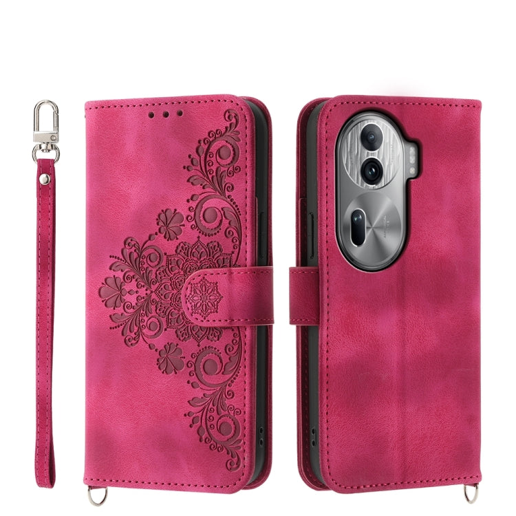 Custodia per telefono in pelle con portafoglio in rilievo con fiori al tatto, For OPPO Reno11 Pro, For OPPO Reno11, For OPPO A2, For OPPO A38 4G