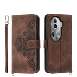 Custodia per telefono in pelle con portafoglio in rilievo con fiori al tatto, For OPPO Reno11 Pro, For OPPO Reno11, For OPPO A2, For OPPO A38 4G