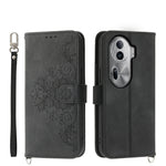 Custodia per telefono in pelle con portafoglio in rilievo con fiori al tatto, For OPPO Reno11 Pro, For OPPO Reno11, For OPPO A2, For OPPO A38 4G
