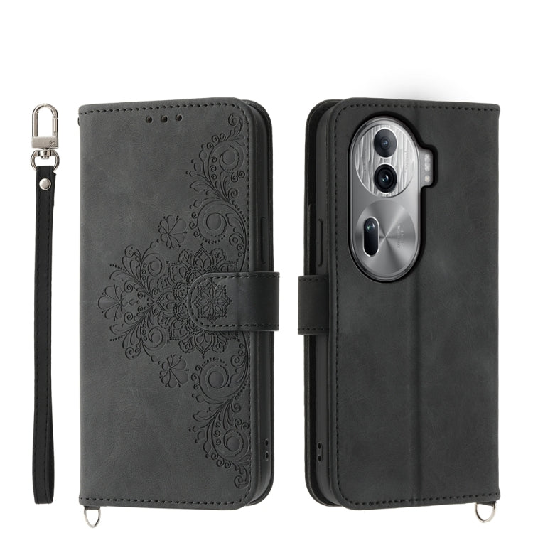 Custodia per telefono in pelle con portafoglio in rilievo con fiori al tatto, For OPPO Reno11 Pro, For OPPO Reno11, For OPPO A2, For OPPO A38 4G
