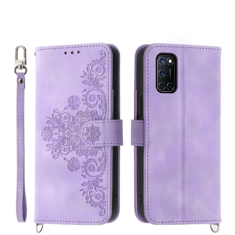 Custodia per telefono in pelle con portafoglio in rilievo con fiori al tatto, For OPPO A52, For OPPO A79 5G