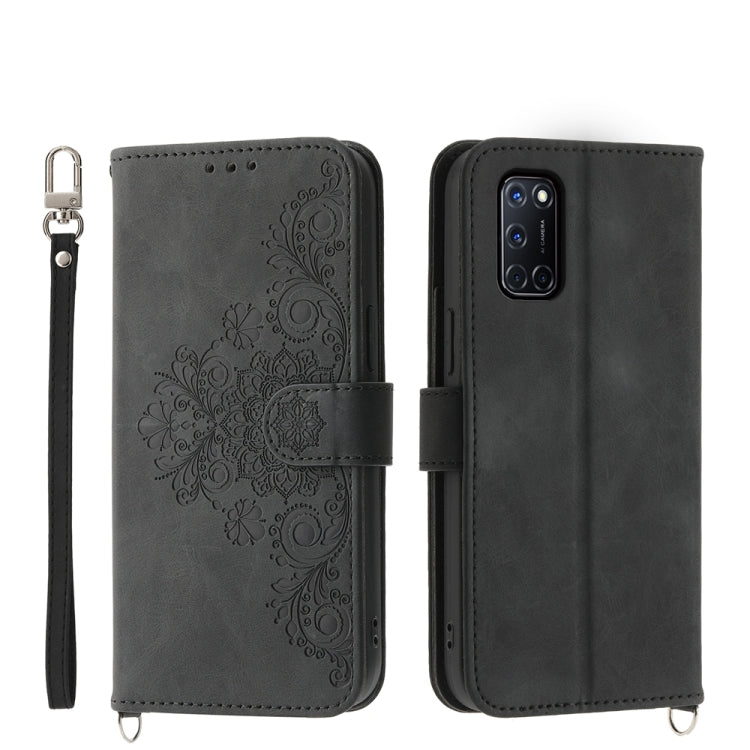 Custodia per telefono in pelle con portafoglio in rilievo con fiori al tatto, For OPPO A52, For OPPO A79 5G