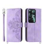 Custodia per telefono in pelle con portafoglio in rilievo con fiori al tatto, For OPPO A5 Pro 5G Global, For OPPO Reno13 F 4G / 5G, For OPPO Reno12 F 4G / 5G / F27 India, For OPPO Reno11 F
