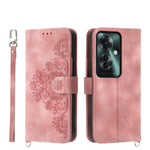Custodia per telefono in pelle con portafoglio in rilievo con fiori al tatto, For OPPO A5 Pro 5G Global, For OPPO Reno13 F 4G / 5G, For OPPO Reno12 F 4G / 5G / F27 India, For OPPO Reno11 F