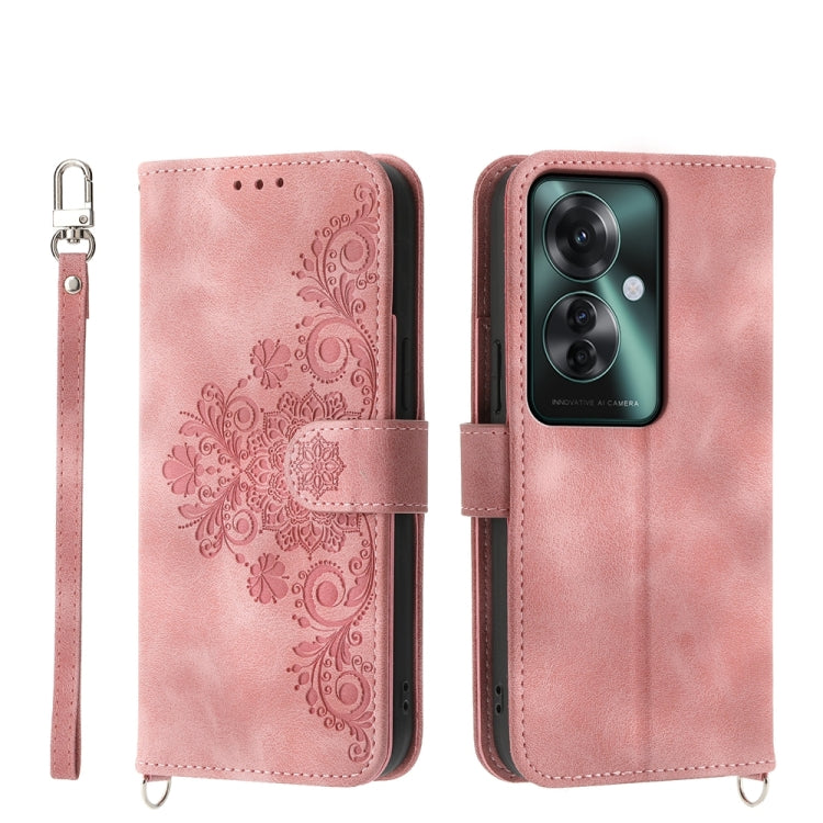 Custodia per telefono in pelle con portafoglio in rilievo con fiori al tatto, For OPPO A5 Pro 5G Global, For OPPO Reno13 F 4G / 5G, For OPPO Reno12 F 4G / 5G / F27 India, For OPPO Reno11 F