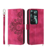 Custodia per telefono in pelle con portafoglio in rilievo con fiori al tatto, For OPPO A5 Pro 5G Global, For OPPO Reno13 F 4G / 5G, For OPPO Reno12 F 4G / 5G / F27 India, For OPPO Reno11 F