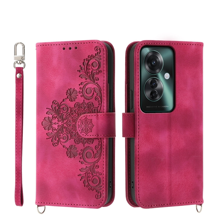 Custodia per telefono in pelle con portafoglio in rilievo con fiori al tatto, For OPPO A5 Pro 5G Global, For OPPO Reno13 F 4G / 5G, For OPPO Reno12 F 4G / 5G / F27 India, For OPPO Reno11 F