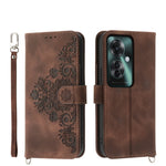 Custodia per telefono in pelle con portafoglio in rilievo con fiori al tatto, For OPPO A5 Pro 5G Global, For OPPO Reno13 F 4G / 5G, For OPPO Reno12 F 4G / 5G / F27 India, For OPPO Reno11 F
