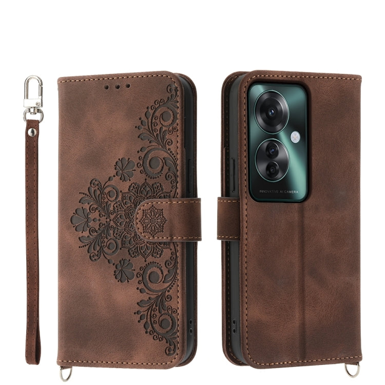 Custodia per telefono in pelle con portafoglio in rilievo con fiori al tatto, For OPPO A5 Pro 5G Global, For OPPO Reno13 F 4G / 5G, For OPPO Reno12 F 4G / 5G / F27 India, For OPPO Reno11 F