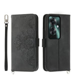 Custodia per telefono in pelle con portafoglio in rilievo con fiori al tatto, For OPPO A5 Pro 5G Global, For OPPO Reno13 F 4G / 5G, For OPPO Reno12 F 4G / 5G / F27 India, For OPPO Reno11 F