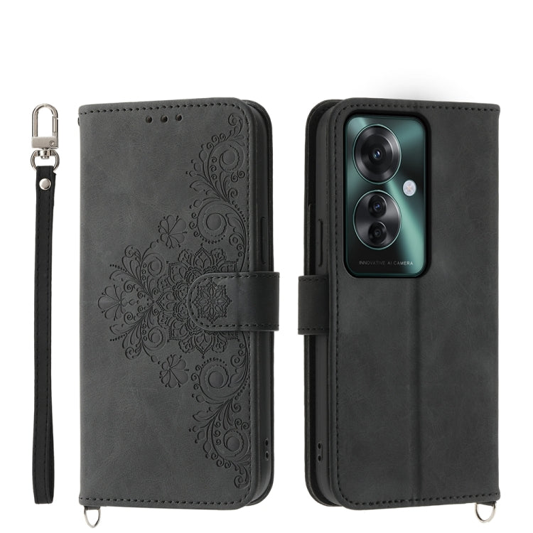 Custodia per telefono in pelle con portafoglio in rilievo con fiori al tatto, For OPPO A5 Pro 5G Global, For OPPO Reno13 F 4G / 5G, For OPPO Reno12 F 4G / 5G / F27 India, For OPPO Reno11 F