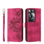 Custodia per telefono in pelle con portafoglio in rilievo con fiori al tatto, For OPPO Reno11 Pro, For OPPO Reno11, For OPPO A2, For OPPO A38 4G