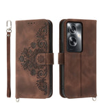 Custodia per telefono in pelle con portafoglio in rilievo con fiori al tatto, For OPPO Reno11 Pro, For OPPO Reno11, For OPPO A2, For OPPO A38 4G