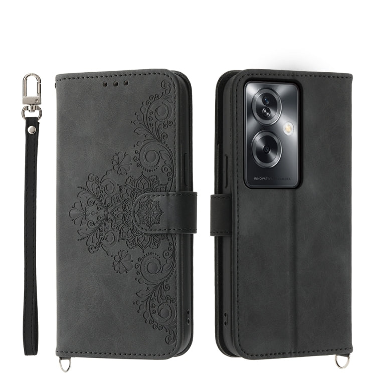 Custodia per telefono in pelle con portafoglio in rilievo con fiori al tatto, For OPPO Reno11 Pro, For OPPO Reno11, For OPPO A2, For OPPO A38 4G
