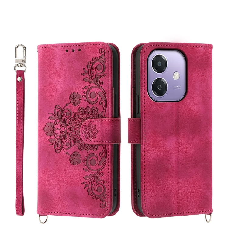 Custodia per telefono in pelle con portafoglio in rilievo con fiori al tatto, For OPPO A6 Pro 4G / 5G Global / F31 5G, For OPPO Reno14 Global / Reno14 F 5G, For OPPO A5x 5G / A3 4G / 5G / A3x 4G / 5G, For OPPO A5 5G Global / A3 Pro 5G