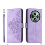 Custodia per telefono in pelle con portafoglio in rilievo con fiori al tatto, For OPPO A5 Pro 5G Global, For OPPO Reno13 F 4G / 5G, For OPPO Reno12 F 4G / 5G / F27 India, For OPPO Reno11 F
