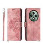 Custodia per telefono in pelle con portafoglio in rilievo con fiori al tatto, For OPPO A5 Pro 5G Global, For OPPO Reno13 F 4G / 5G, For OPPO Reno12 F 4G / 5G / F27 India, For OPPO Reno11 F