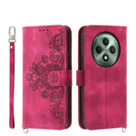 Custodia per telefono in pelle con portafoglio in rilievo con fiori al tatto, For OPPO A5 Pro 5G Global, For OPPO Reno13 F 4G / 5G, For OPPO Reno12 F 4G / 5G / F27 India, For OPPO Reno11 F