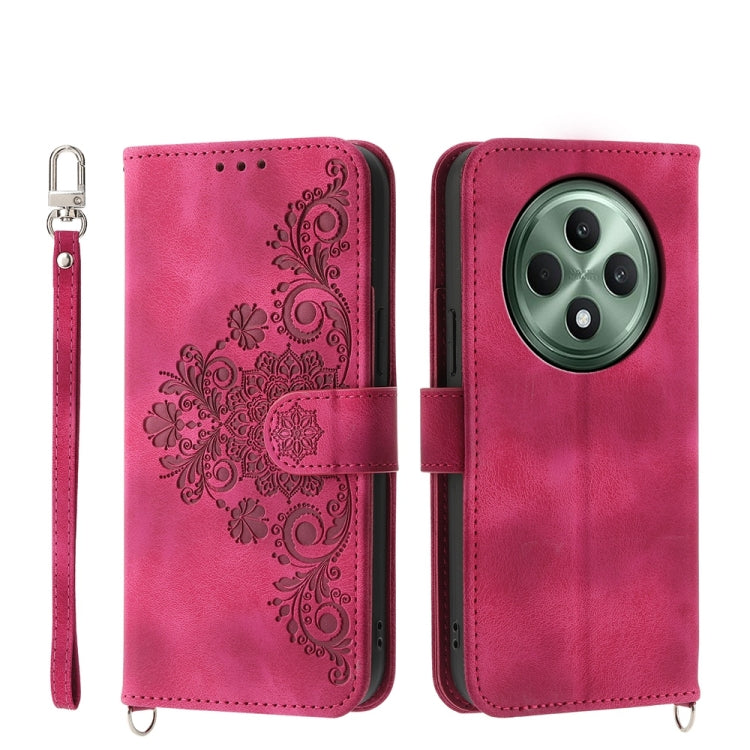 Custodia per telefono in pelle con portafoglio in rilievo con fiori al tatto, For OPPO A5 Pro 5G Global, For OPPO Reno13 F 4G / 5G, For OPPO Reno12 F 4G / 5G / F27 India, For OPPO Reno11 F