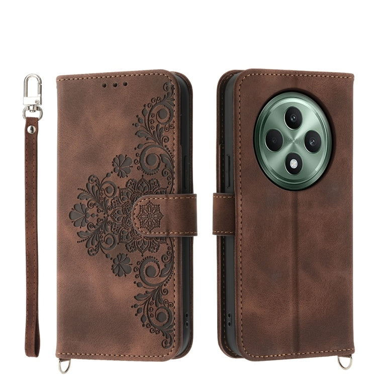 Custodia per telefono in pelle con portafoglio in rilievo con fiori al tatto, For OPPO A5 Pro 5G Global, For OPPO Reno13 F 4G / 5G, For OPPO Reno12 F 4G / 5G / F27 India, For OPPO Reno11 F