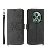 Custodia per telefono in pelle con portafoglio in rilievo con fiori al tatto, For OPPO A5 Pro 5G Global, For OPPO Reno13 F 4G / 5G, For OPPO Reno12 F 4G / 5G / F27 India, For OPPO Reno11 F