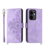 Custodia per telefono in pelle con portafoglio in rilievo con fiori al tatto, For OPPO A5 Pro 5G Global, For OPPO Reno13 F 4G / 5G, For OPPO Reno12 F 4G / 5G / F27 India, For OPPO Reno11 F
