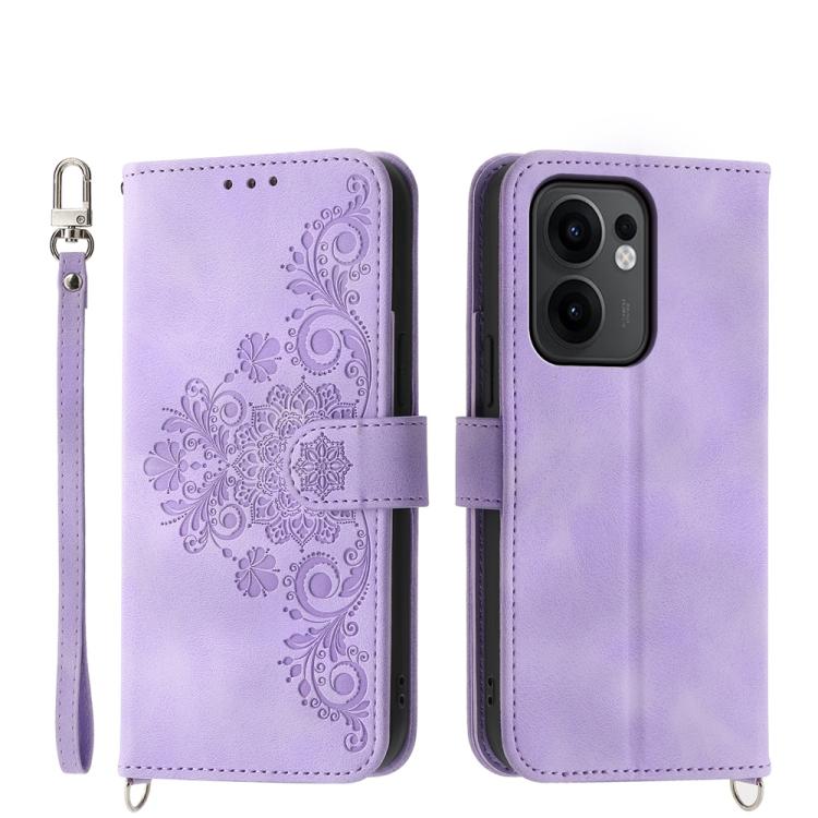 Custodia per telefono in pelle con portafoglio in rilievo con fiori al tatto, For OPPO A5 Pro 5G Global, For OPPO Reno13 F 4G / 5G, For OPPO Reno12 F 4G / 5G / F27 India, For OPPO Reno11 F