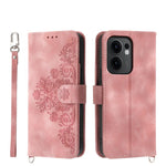 Custodia per telefono in pelle con portafoglio in rilievo con fiori al tatto, For OPPO A5 Pro 5G Global, For OPPO Reno13 F 4G / 5G, For OPPO Reno12 F 4G / 5G / F27 India, For OPPO Reno11 F