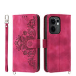 Custodia per telefono in pelle con portafoglio in rilievo con fiori al tatto, For OPPO A5 Pro 5G Global, For OPPO Reno13 F 4G / 5G, For OPPO Reno12 F 4G / 5G / F27 India, For OPPO Reno11 F