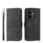 Custodia per telefono in pelle con portafoglio in rilievo con fiori al tatto, For OPPO A5 Pro 5G Global, For OPPO Reno13 F 4G / 5G, For OPPO Reno12 F 4G / 5G / F27 India, For OPPO Reno11 F