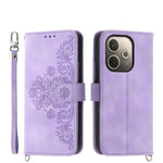 Custodia per telefono in pelle con portafoglio in rilievo con fiori al tatto, For OPPO A5 Pro 5G Global, For OPPO Reno13 F 4G / 5G, For OPPO Reno12 F 4G / 5G / F27 India, For OPPO Reno11 F