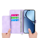 Custodia per telefono in pelle con portafoglio in rilievo con fiori al tatto, For OPPO A5 Pro 5G Global, For OPPO Reno13 F 4G / 5G, For OPPO Reno12 F 4G / 5G / F27 India, For OPPO Reno11 F