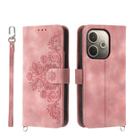 Custodia per telefono in pelle con portafoglio in rilievo con fiori al tatto, For OPPO A5 Pro 5G Global, For OPPO Reno13 F 4G / 5G, For OPPO Reno12 F 4G / 5G / F27 India, For OPPO Reno11 F