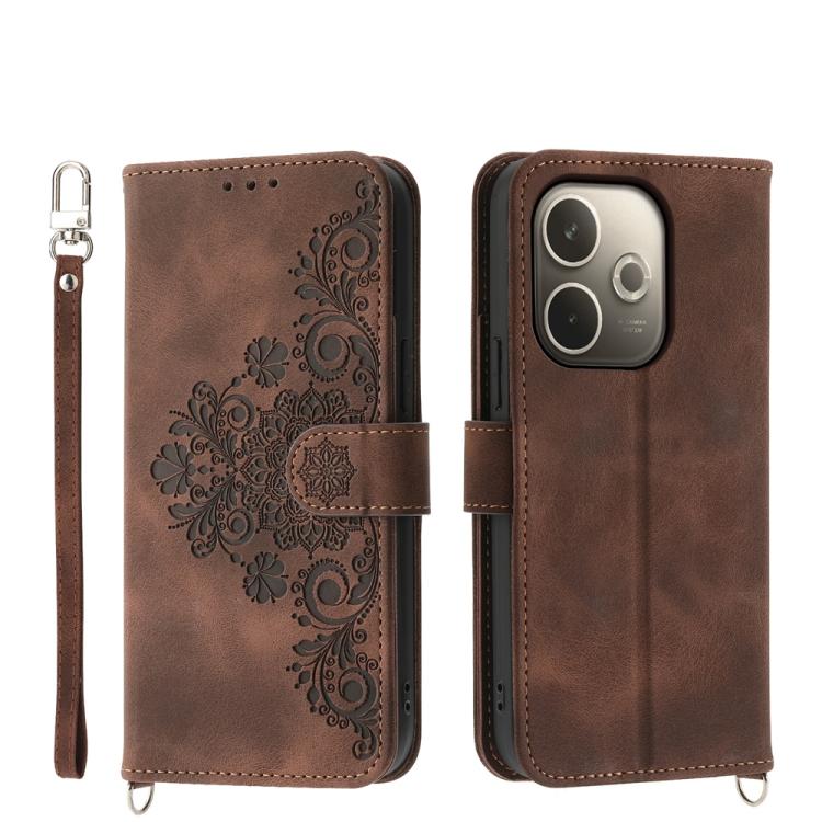 Custodia per telefono in pelle con portafoglio in rilievo con fiori al tatto, For OPPO A5 Pro 5G Global, For OPPO Reno13 F 4G / 5G, For OPPO Reno12 F 4G / 5G / F27 India, For OPPO Reno11 F