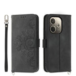 Custodia per telefono in pelle con portafoglio in rilievo con fiori al tatto, For OPPO A5 Pro 5G Global, For OPPO Reno13 F 4G / 5G, For OPPO Reno12 F 4G / 5G / F27 India, For OPPO Reno11 F