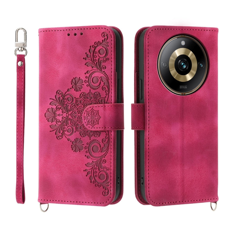 Custodia per telefono in pelle con portafoglio in rilievo con fiori al tatto, For Realme 11 4G, For Realme 11 5G, For Realme C53, For Realme 11 Pro 5G / 11 Pro+ 5G