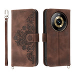 Custodia per telefono in pelle con portafoglio in rilievo con fiori al tatto, For Realme 11 4G, For Realme 11 5G, For Realme C53, For Realme 11 Pro 5G / 11 Pro+ 5G