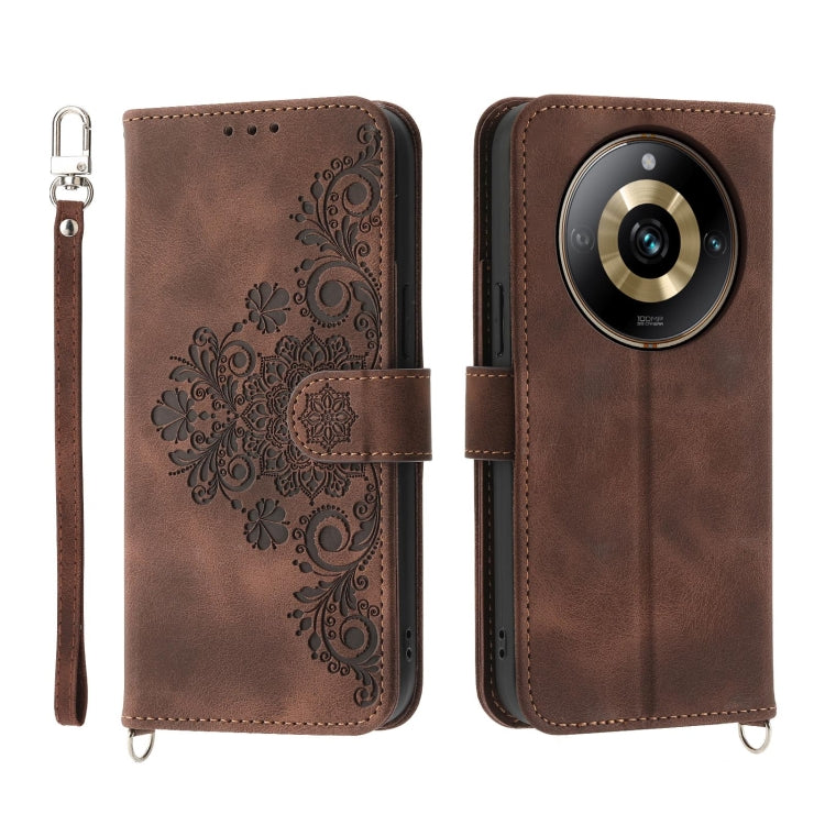 Custodia per telefono in pelle con portafoglio in rilievo con fiori al tatto, For Realme 11 4G, For Realme 11 5G, For Realme C53, For Realme 11 Pro 5G / 11 Pro+ 5G