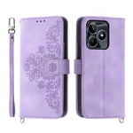 Custodia per telefono in pelle con portafoglio in rilievo con fiori al tatto, For Realme 11 4G, For Realme 11 5G, For Realme C53, For Realme 11 Pro 5G / 11 Pro+ 5G