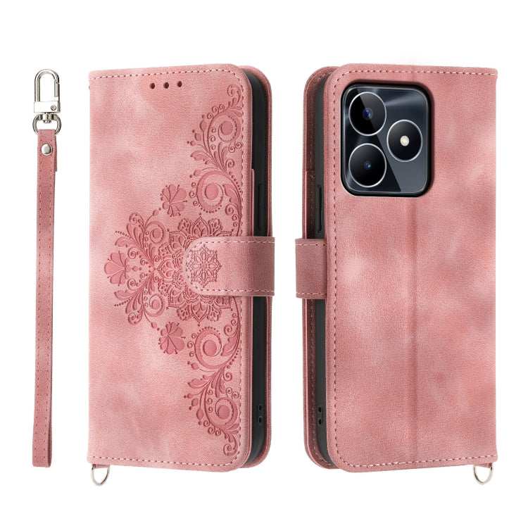 Custodia per telefono in pelle con portafoglio in rilievo con fiori al tatto, For Realme 11 4G, For Realme 11 5G, For Realme C53, For Realme 11 Pro 5G / 11 Pro+ 5G