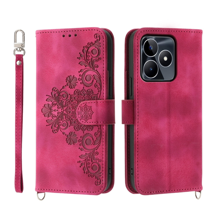 Custodia per telefono in pelle con portafoglio in rilievo con fiori al tatto, For Realme 11 4G, For Realme 11 5G, For Realme C53, For Realme 11 Pro 5G / 11 Pro+ 5G