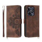 Custodia per telefono in pelle con portafoglio in rilievo con fiori al tatto, For Realme 11 4G, For Realme 11 5G, For Realme C53, For Realme 11 Pro 5G / 11 Pro+ 5G