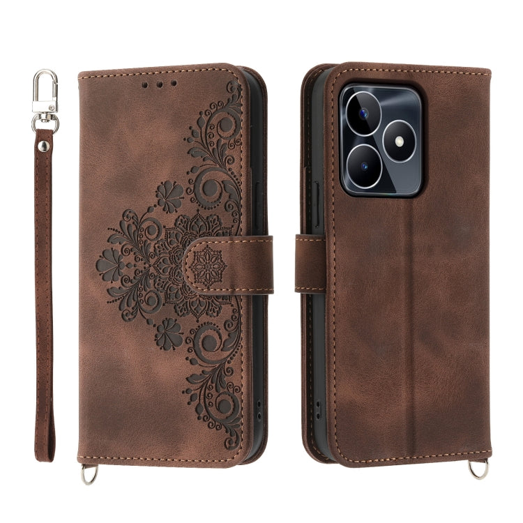 Custodia per telefono in pelle con portafoglio in rilievo con fiori al tatto, For Realme 11 4G, For Realme 11 5G, For Realme C53, For Realme 11 Pro 5G / 11 Pro+ 5G