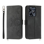 Custodia per telefono in pelle con portafoglio in rilievo con fiori al tatto, For Realme 11 4G, For Realme 11 5G, For Realme C53, For Realme 11 Pro 5G / 11 Pro+ 5G