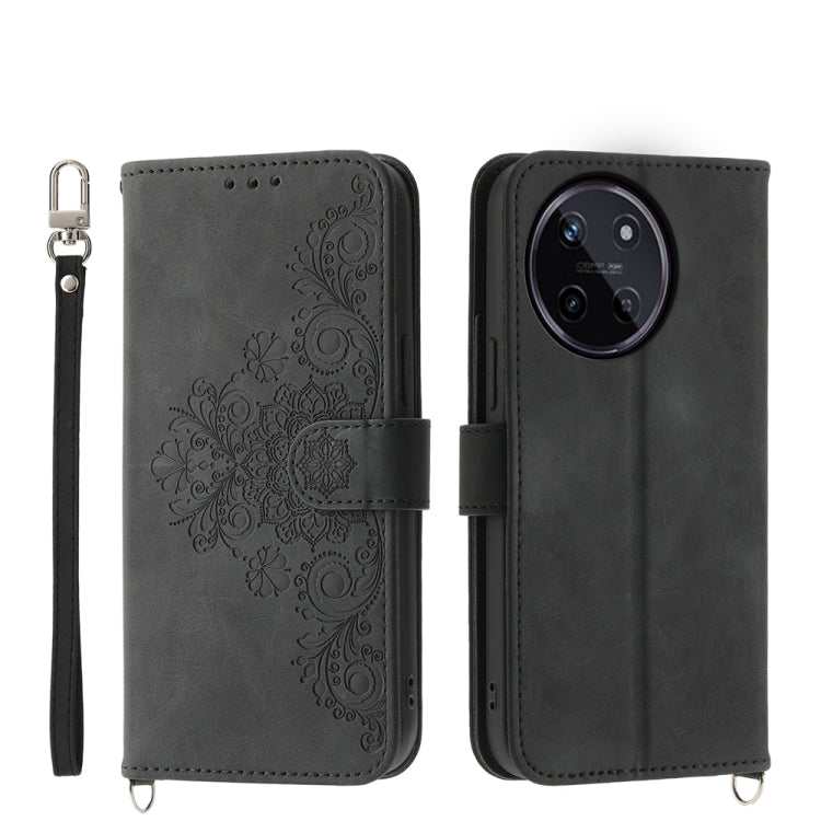 Custodia per telefono in pelle con portafoglio in rilievo con fiori al tatto, For Realme 11 4G, For Realme 11 5G, For Realme C53, For Realme 11 Pro 5G / 11 Pro+ 5G