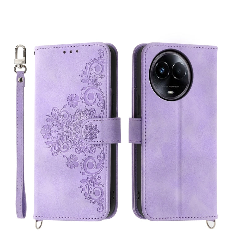 Custodia per telefono in pelle con portafoglio in rilievo con fiori al tatto, For Realme 11 4G, For Realme 11 5G, For Realme C53, For Realme 11 Pro 5G / 11 Pro+ 5G