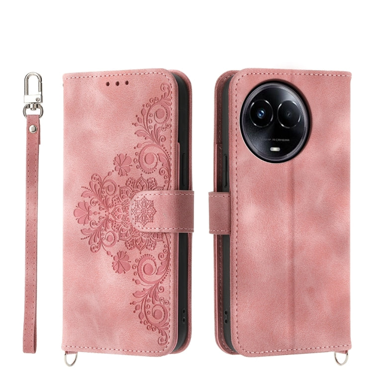 Custodia per telefono in pelle con portafoglio in rilievo con fiori al tatto, For Realme 11 4G, For Realme 11 5G, For Realme C53, For Realme 11 Pro 5G / 11 Pro+ 5G