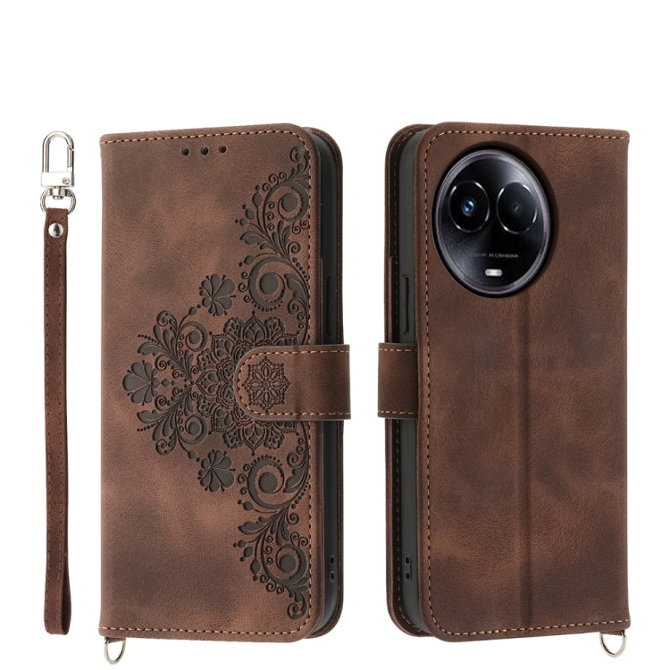 Custodia per telefono in pelle con portafoglio in rilievo con fiori al tatto, For Realme 11 4G, For Realme 11 5G, For Realme C53, For Realme 11 Pro 5G / 11 Pro+ 5G